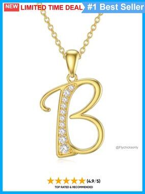 14k Solid Gold Moissanite Initial Necklace Letter B Pendant